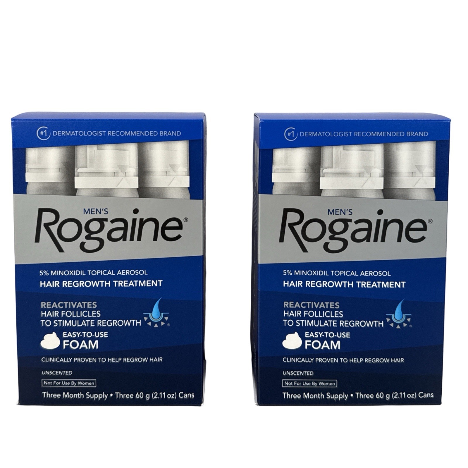 3×2.11 oz Rogaine Men’s 5% Minoxidil Foam Hair Regrowth Treatment, Exp 06/2026