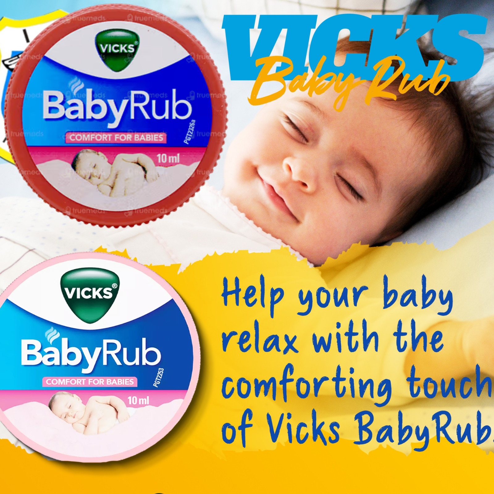 Vicks VapoRub 5ml x3 + BabyRub 10ml x2 Travel Size Cold relief & Baby Care Pack