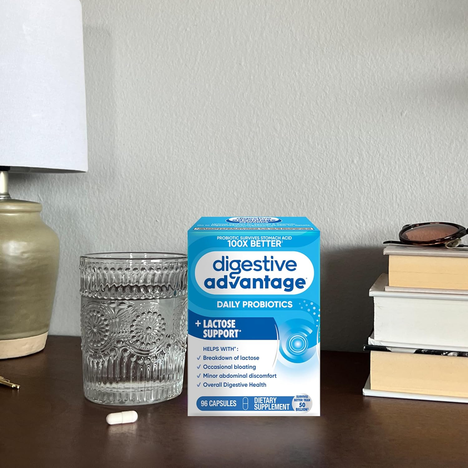 Digestive Advantage Daily Probiotics Lactose Support 96 Count Probiotic Pills