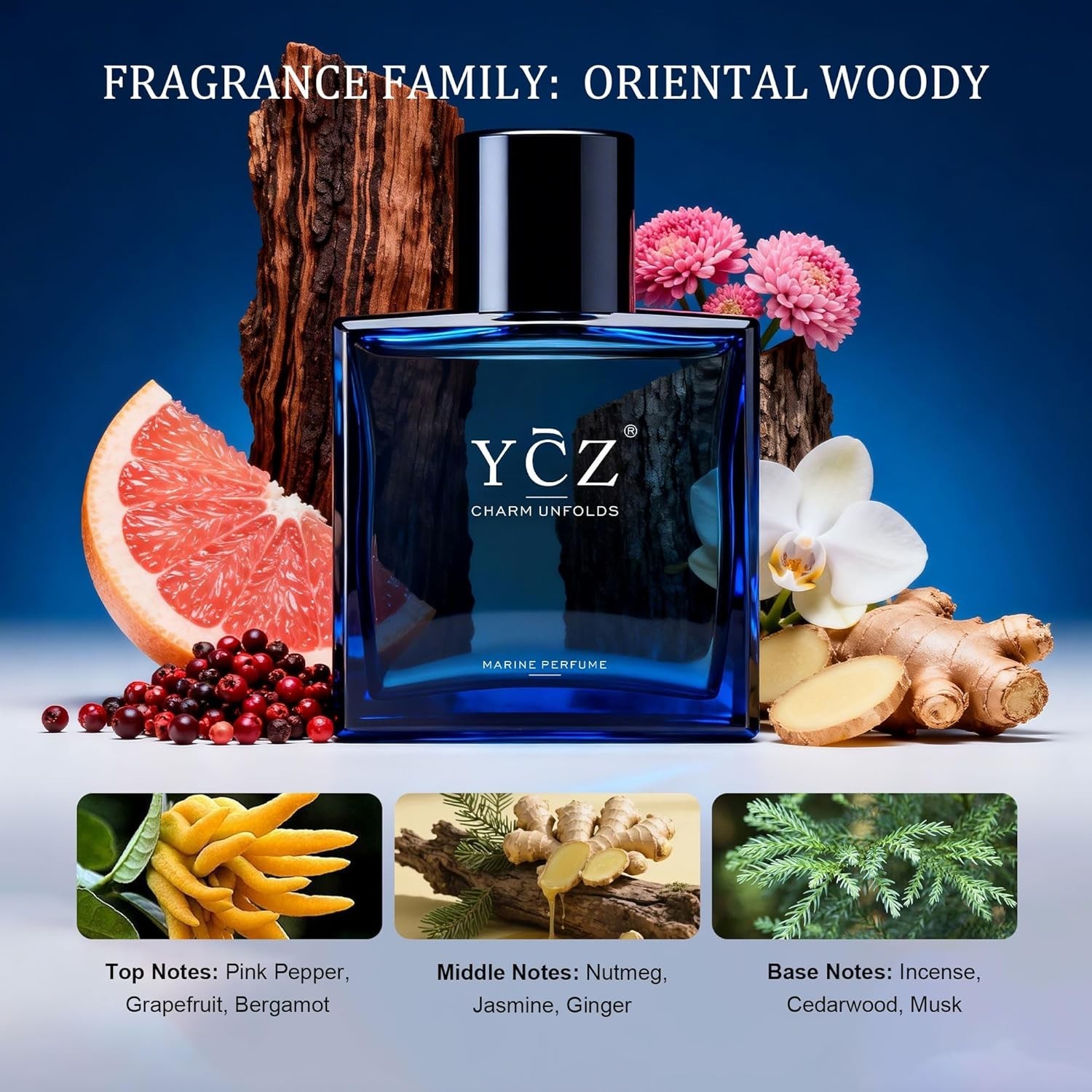 Ycz Charm Unfolds Marine Perfume for Men 1.7 oz. Long Lasting Fragrance Gift Dad
