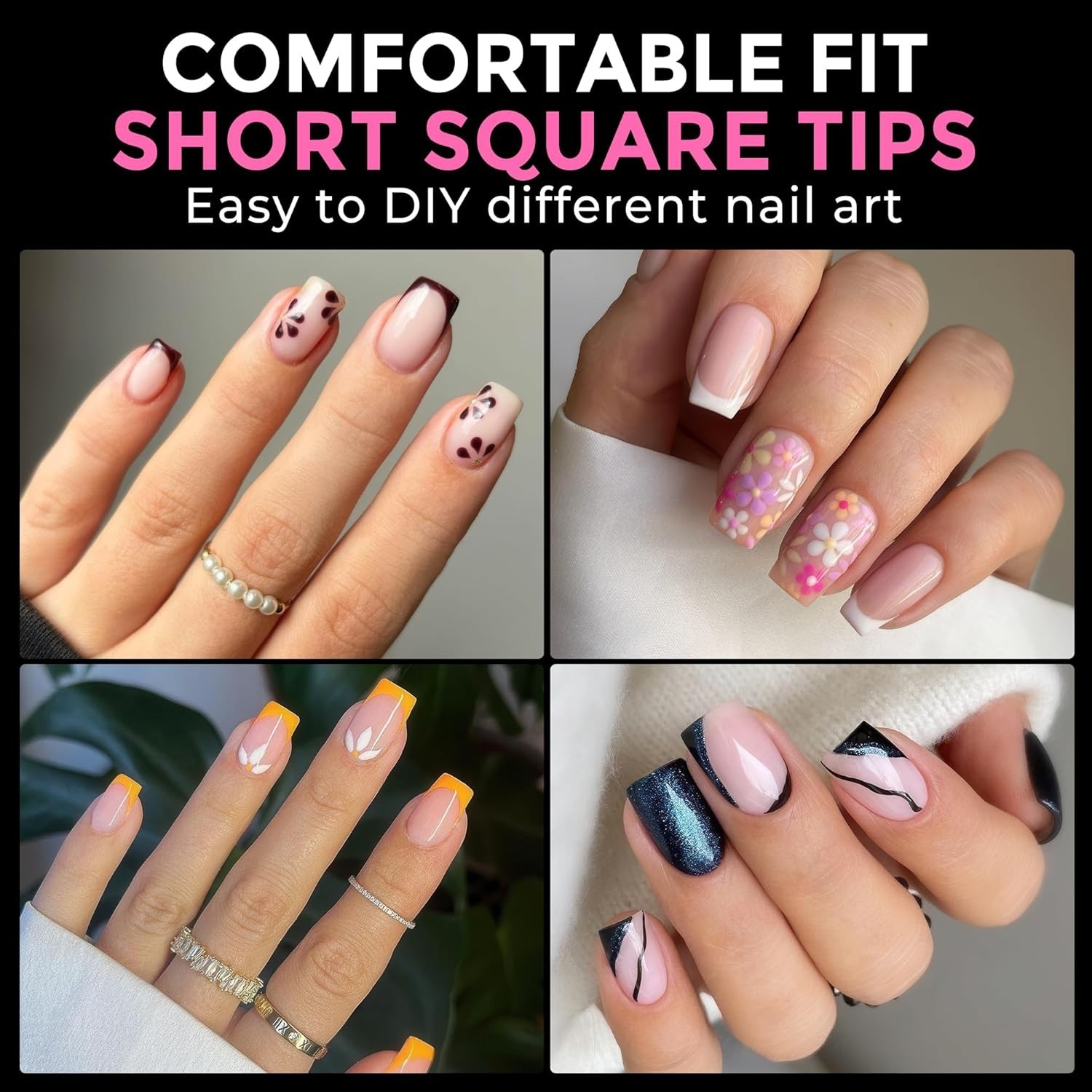 Easy Application 216pcs Short Square Acrylic Nail Tips – Perfect for All Sizes