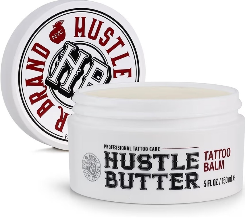 HUSTLE Butter Brand TATTOO BALM 5 fl. oz. / 150 mL • VEGAN • EXPIRES 2/2027