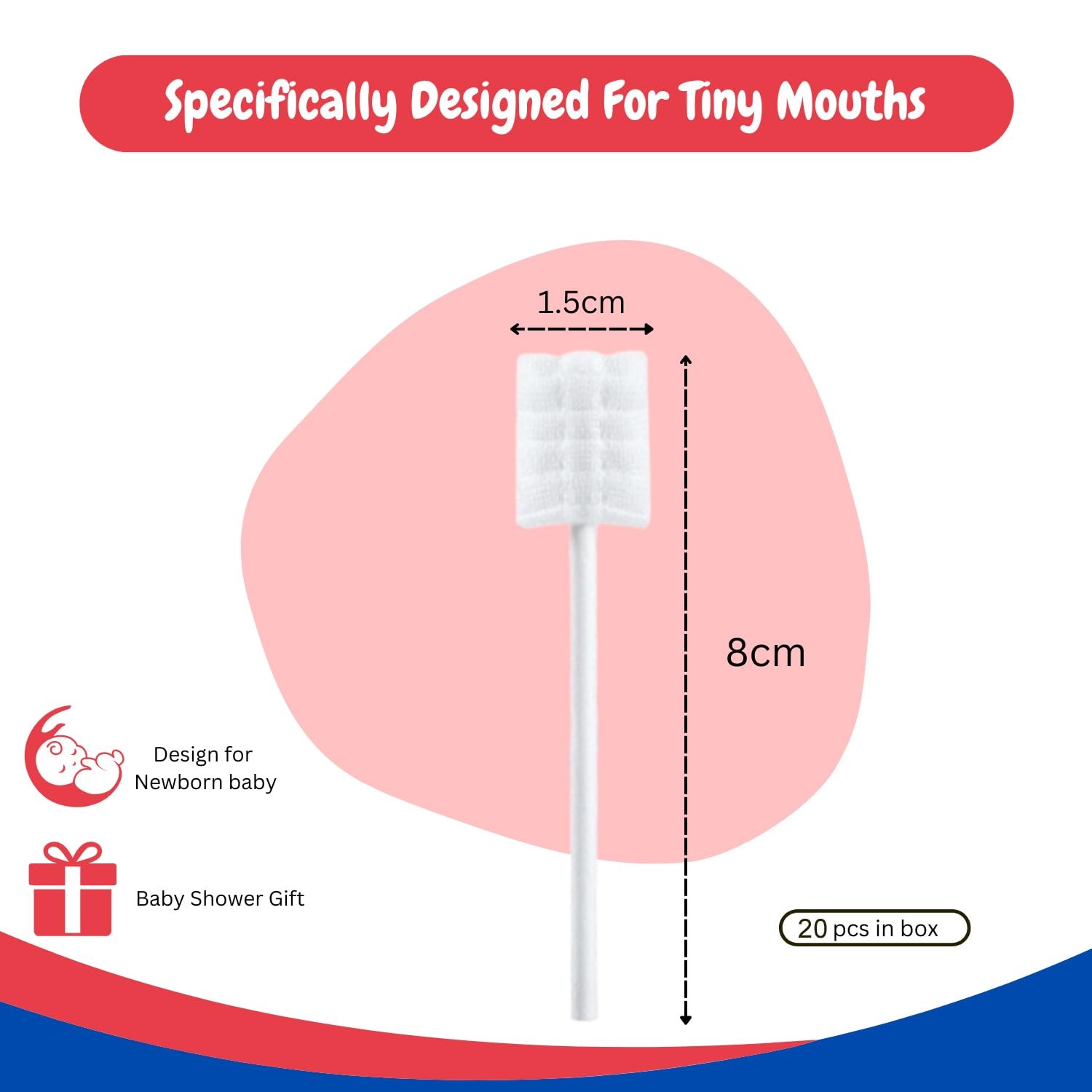 Tekme 20pcs Baby Oral Cleaner & Tongue Swabs for 0-36 Months Newborns