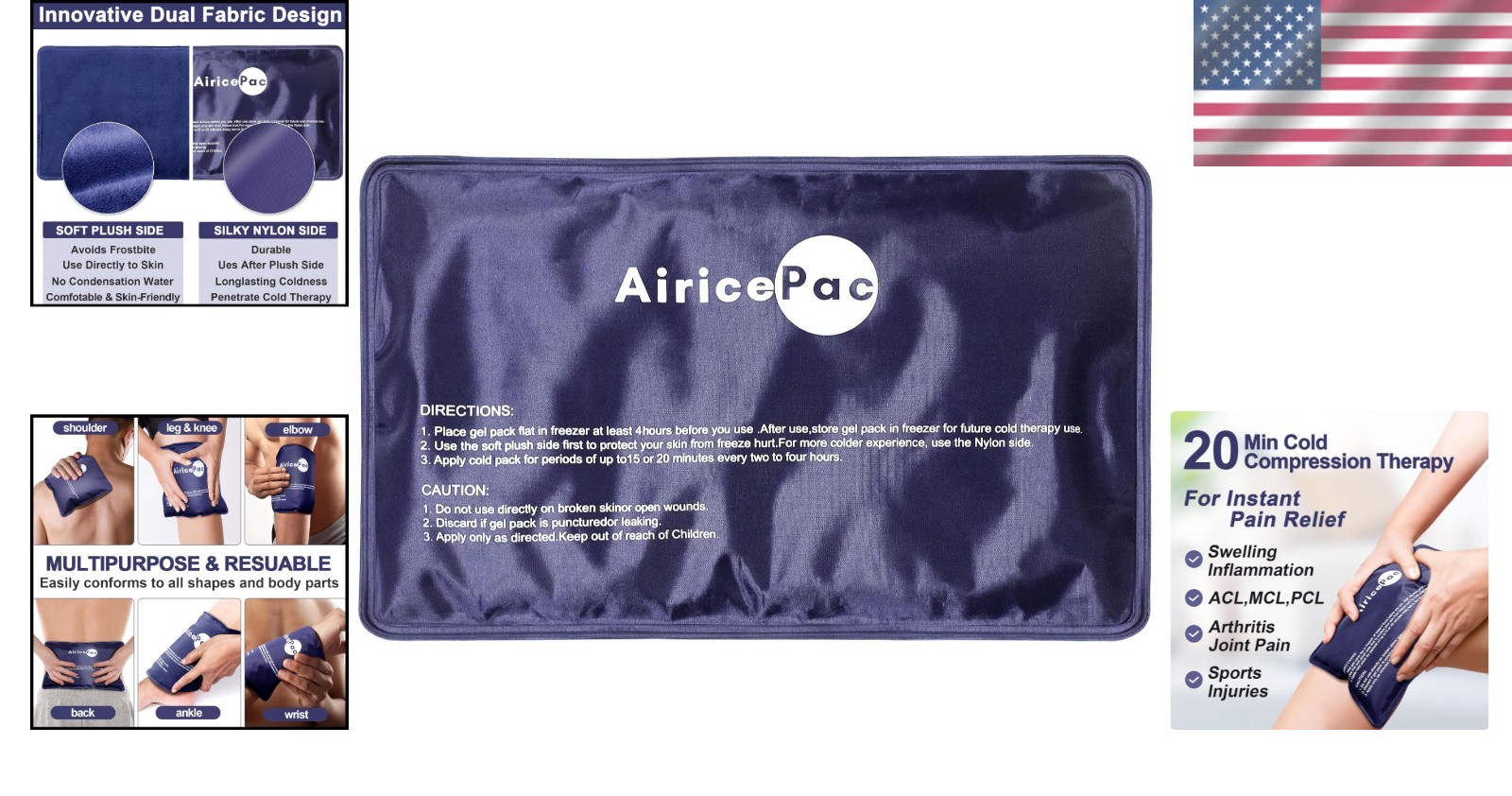 Ultra-Flexible Cold Pack for Knee, Neck, and Shoulder Pain Relief, 7”x 11”