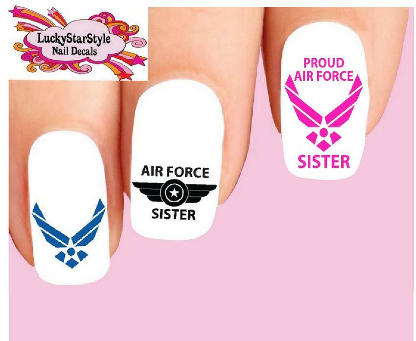 Waterslide Nail Decals Set of 20 – USAF United States US Air Force Sister