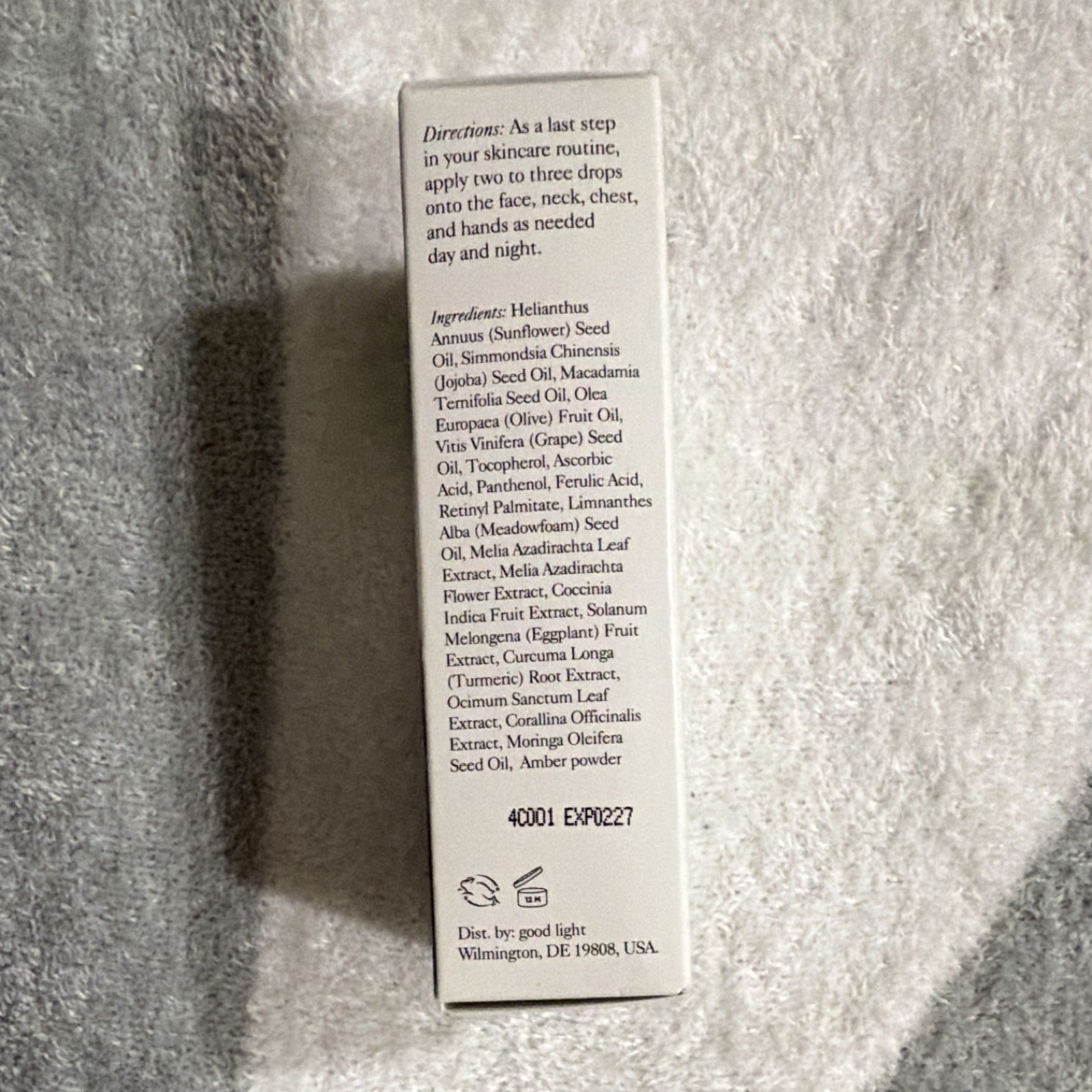 good light Alphabet Oil Face/Neck/Chest/Hand Moisturizer 1 fl oz / 30 mL