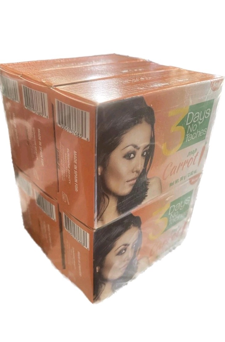 3 Days No Taches Carrot Body Bar Soap for Women (Pack Of 6), Orange 2.82 oz
