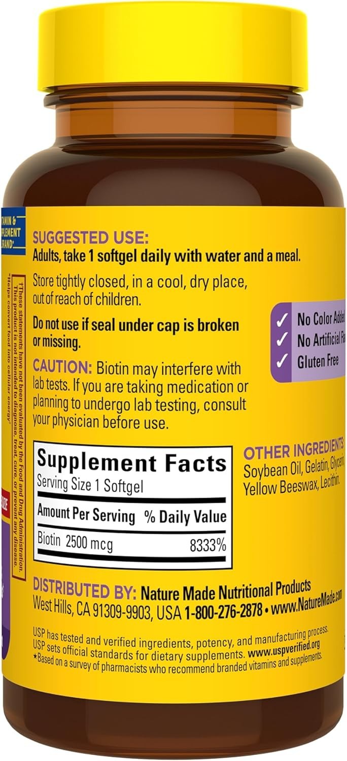 Biotin 2500 mcg Extra Strength Softgels – Support Hair, Skin & Nails