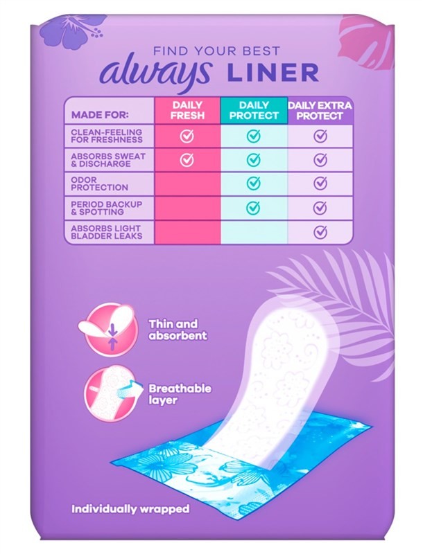 Always Daily Fresh Thin Layers Regular 72 Count Scented