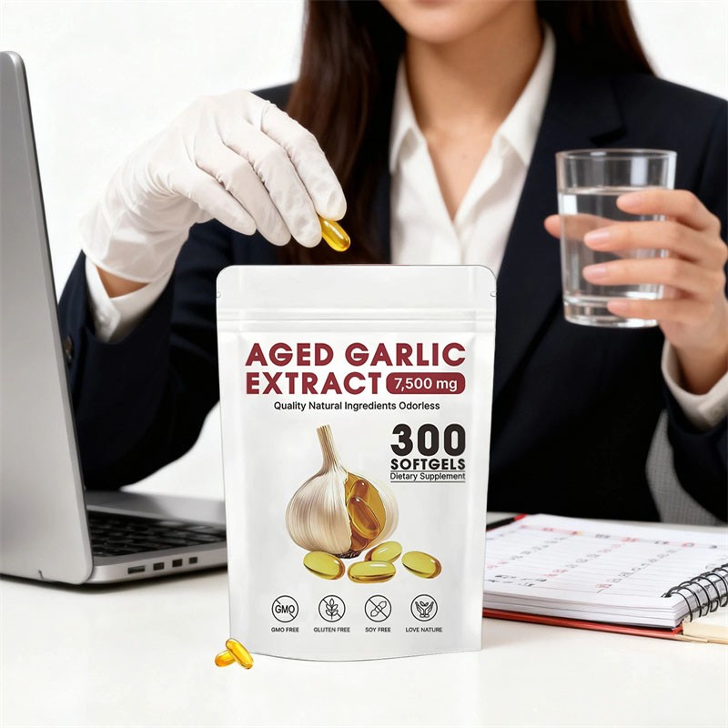 Odorless Garlic 7500mg Per Servings, 300 Softgels 2 Years Aged Garlic Extra