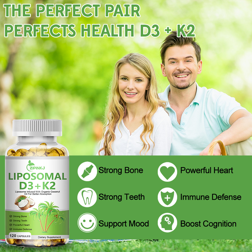 Liposomal Vegan Vitamin D3 5000 IU K2 MK7 100 mcg Softgels, 120 Capsules