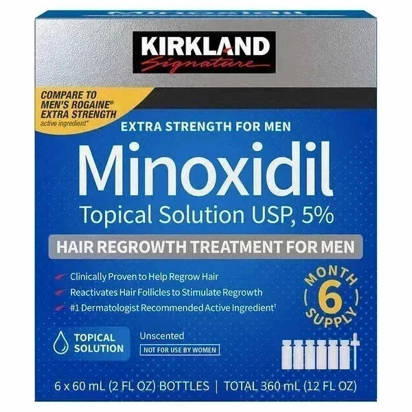 Kirkland Minoxidil 5% Extra Strength Men 6 Month Supply Hair Regrowth FREE SHIP