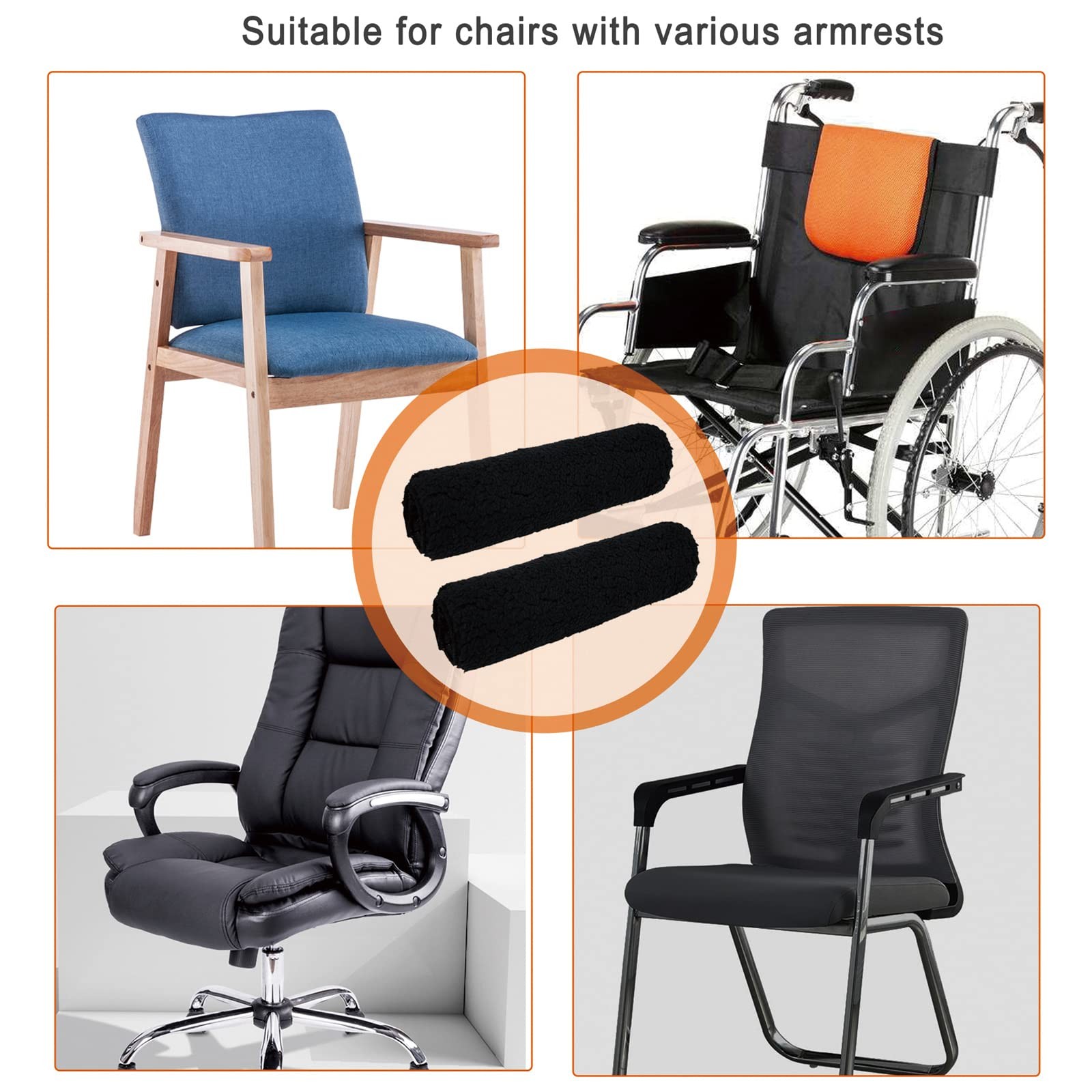 Wivmypog Wheelchair Armrest Pads, 2 Pack Pads B, As Pictures Show