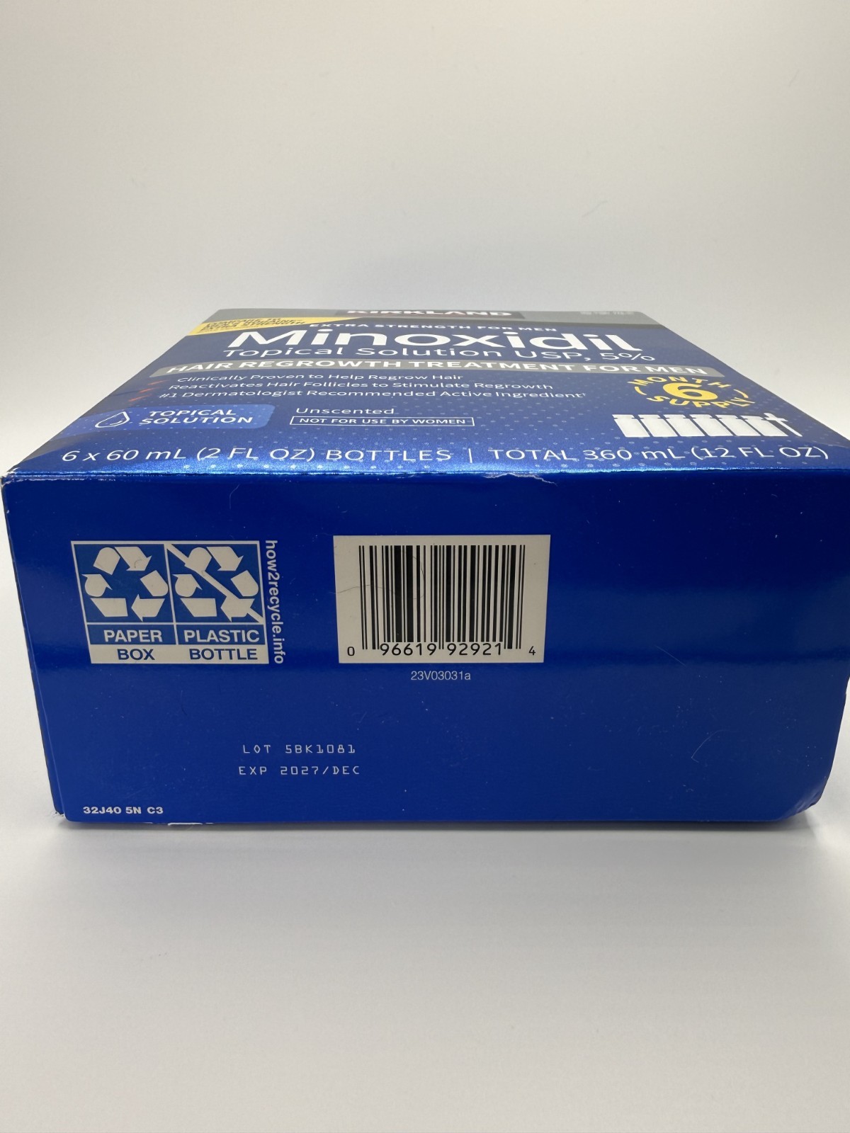Kirkland Minoxidil 5% Hair Regrowth Solution Extra Strength Men 6 Month Supply