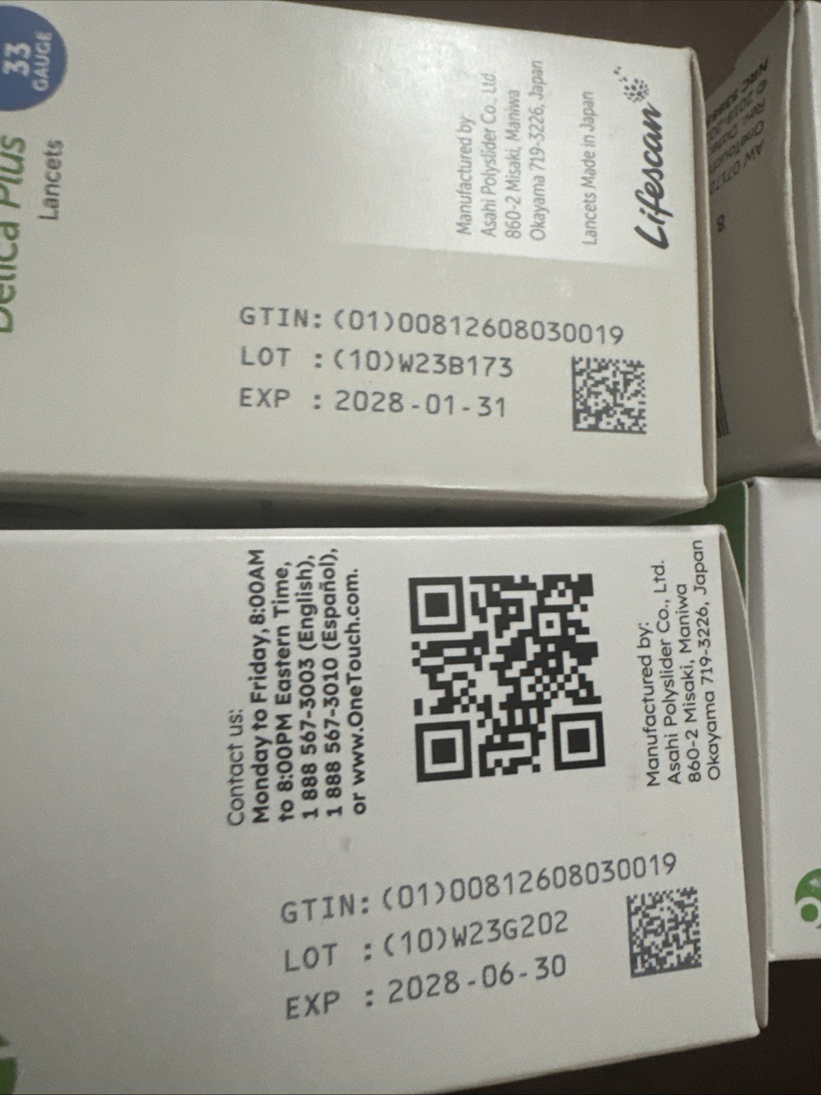 400 One Touch Delica Plus Extra Fine 33 Gauge Lancets 4 Boxes of 100 Exp 11/2028
