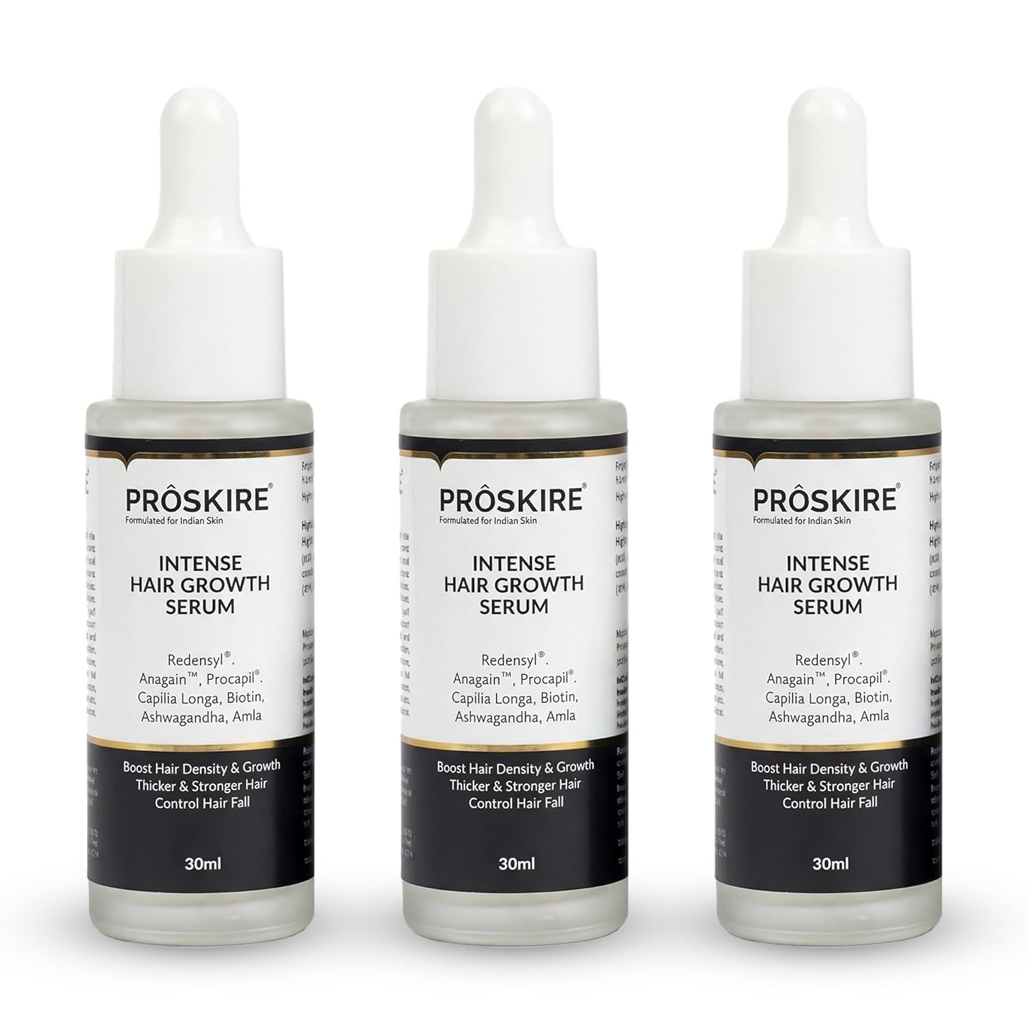 Proskire Intense Hair Growth Serum With Redensyl, 30ML each pack of 3