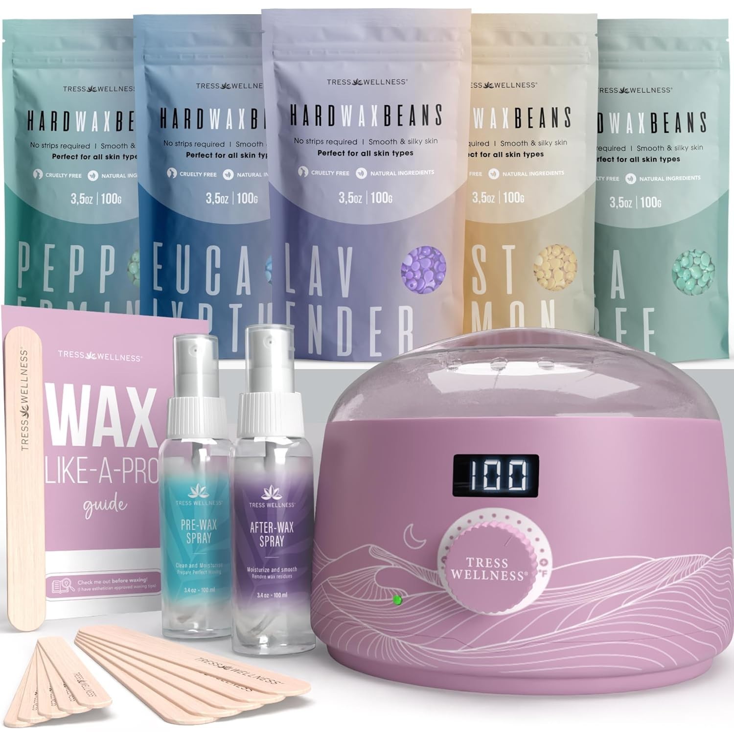 Tress Wellness Waxing Kit for Sensitive Skin with Digital Warmer *NEW See Box*