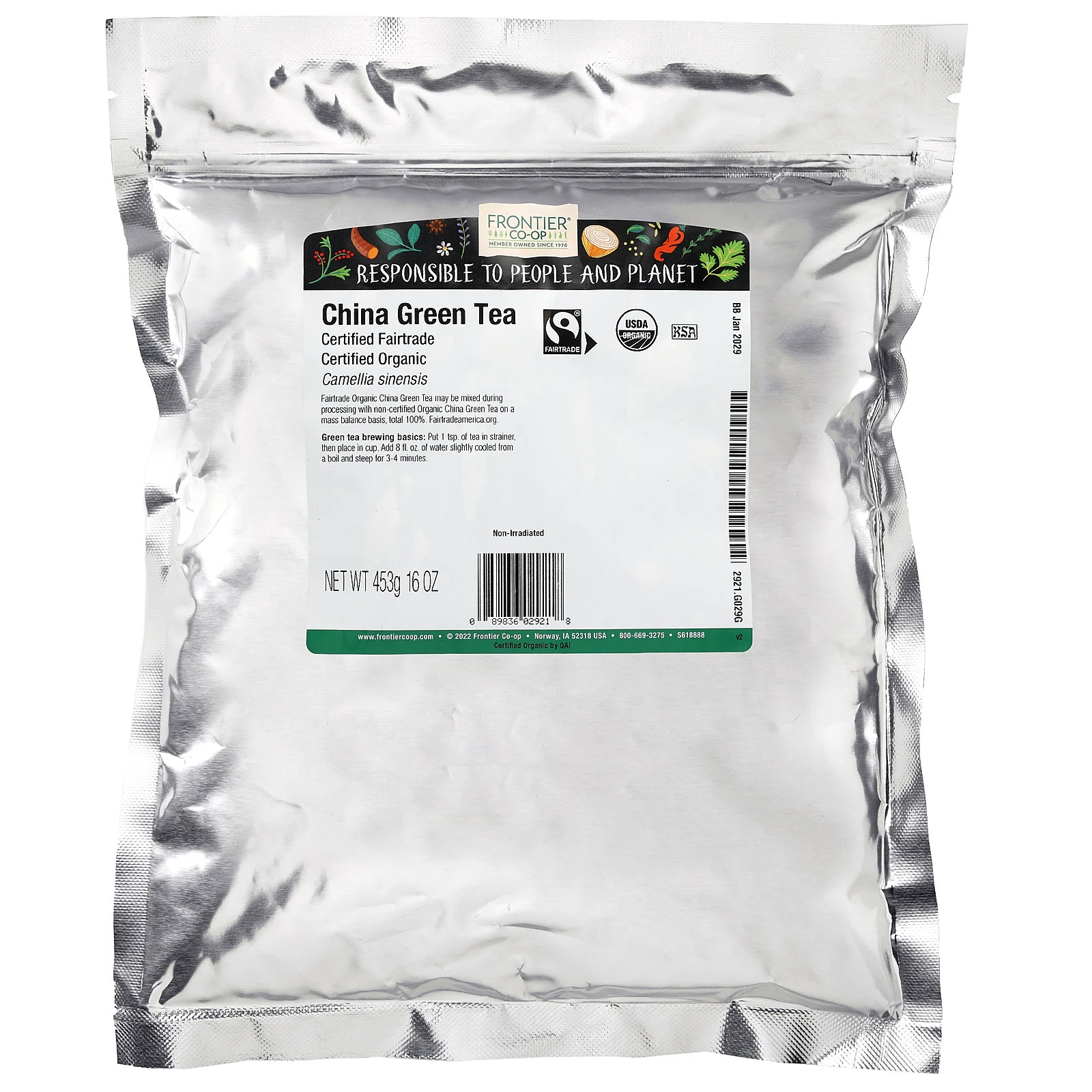 Organic China Green Tea, 16 oz (453 g)