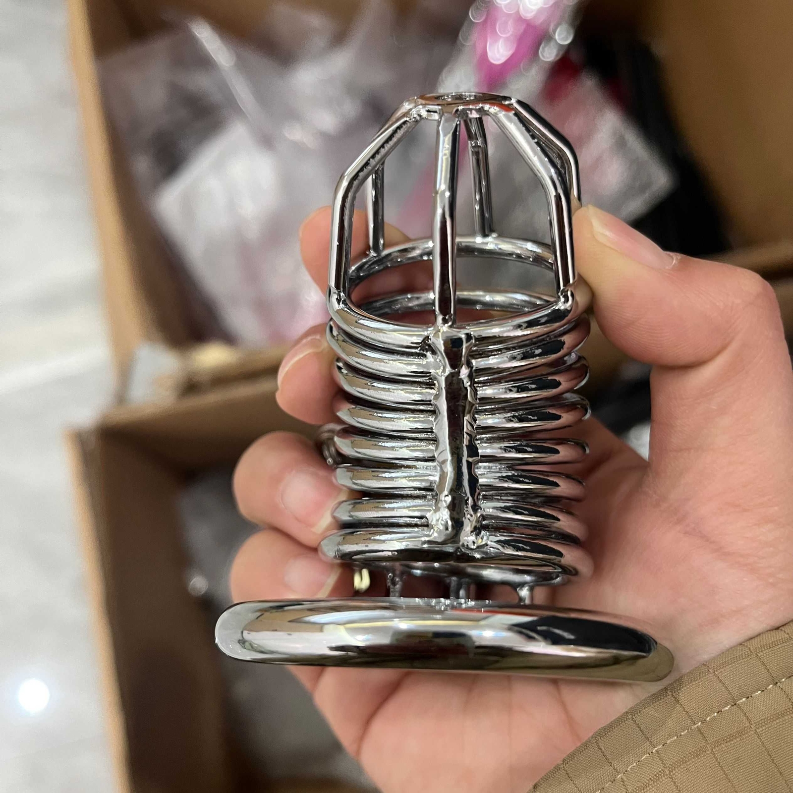 Metal Stainless Steel Chastity Cage Device for Male Lockable Restraint Rings Men