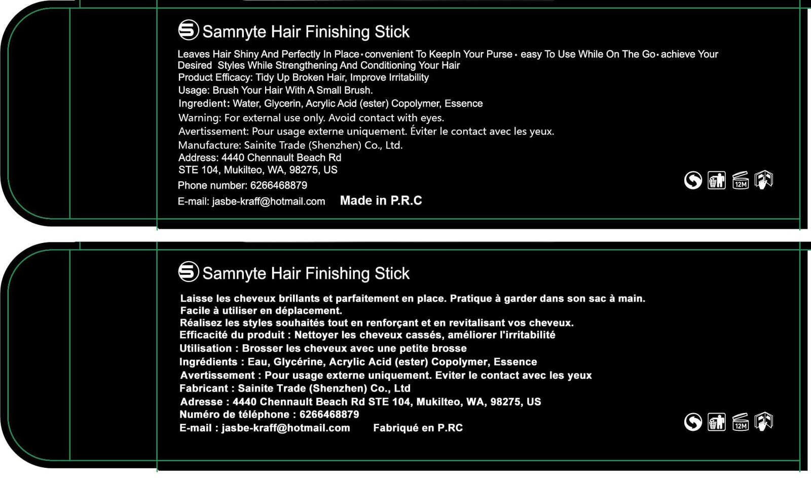 Hair Finishing Stick, 2 Pack – 0.7 Fl.Oz Hair Mascara for Taming Flyaways, No…