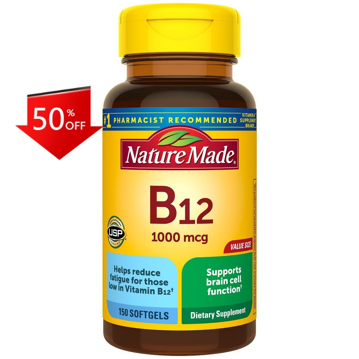 Nature Made Vitamin B12 (1000 mcg), B12 Vitamin Softgels for Energy 150ct