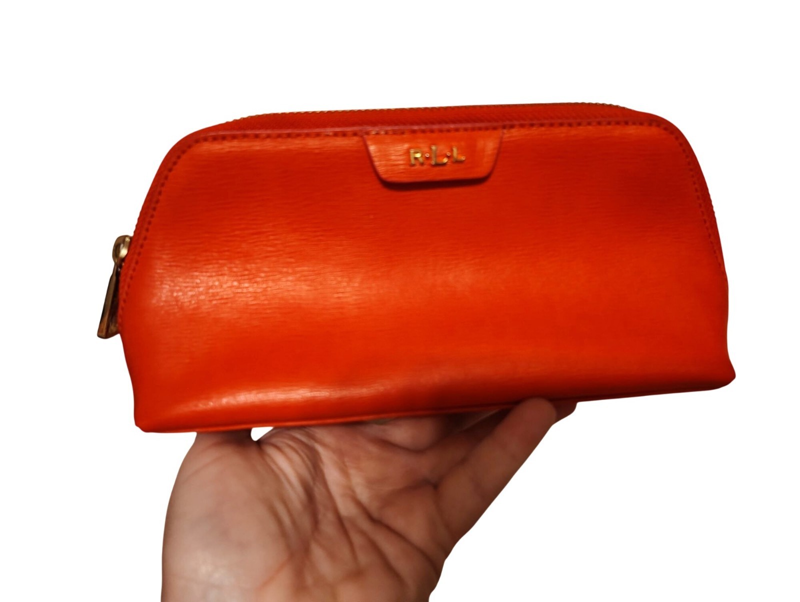 Lauren Ralph Lauren Red Cosmetic Bag, Pink Thread, United Kingdom Textured