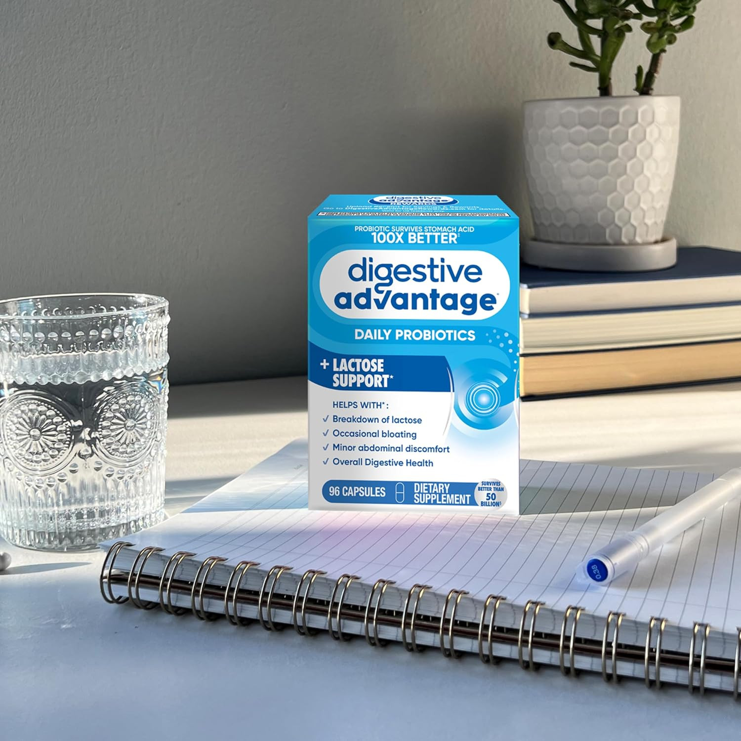 Digestive Advantage Daily Probiotics Lactose Support 96 Count Probiotic Pills