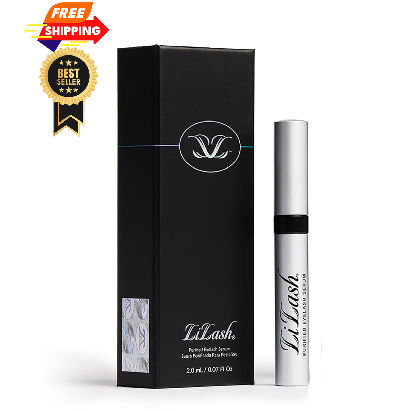 LiLash Purified Eyelash Serum for Longer & 0.07 Fl Oz (Pack of 1), Clear