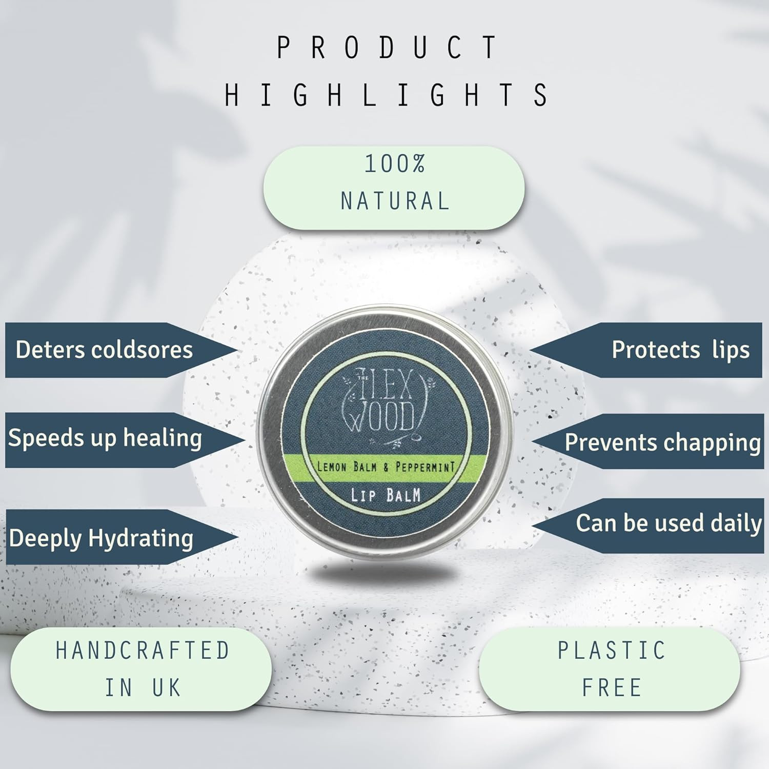 – All Natural Lip Balm – Lemon Balm and Peppermint – Cold Sore Treatment for Lip