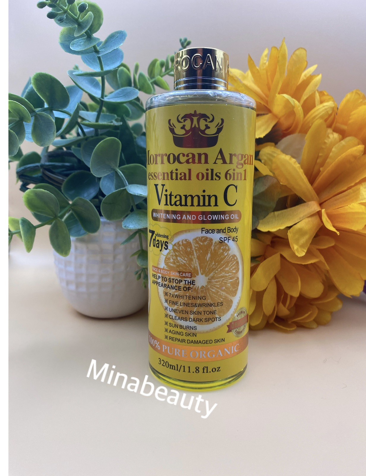 Morrocan Argan Essential Oils 6 In 1 Vitamin C Whitening Glowing Oil Spf 45