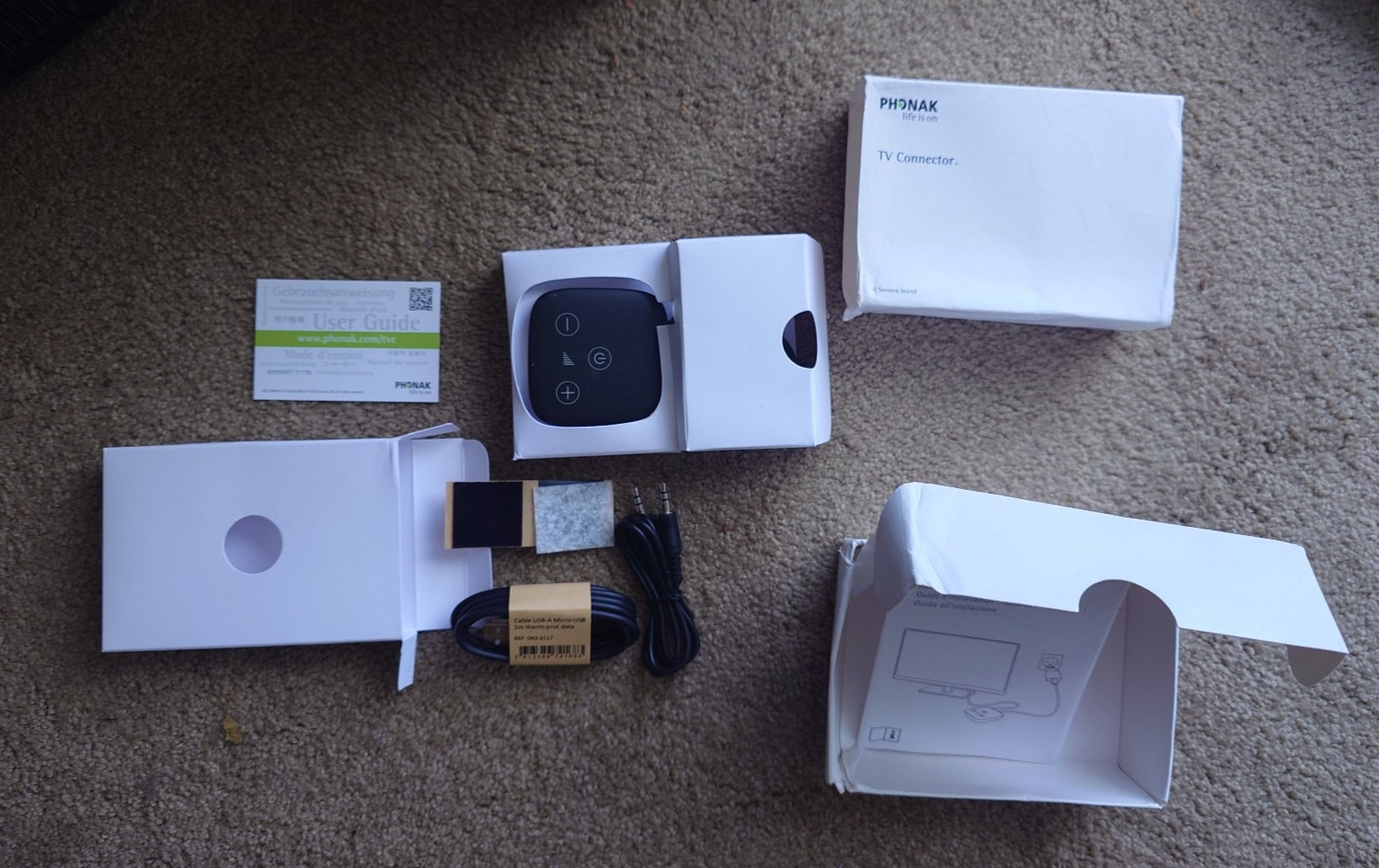 PHONAK TV CONNECTOR Dolby Digital Version With Optical USB Cables New in Box