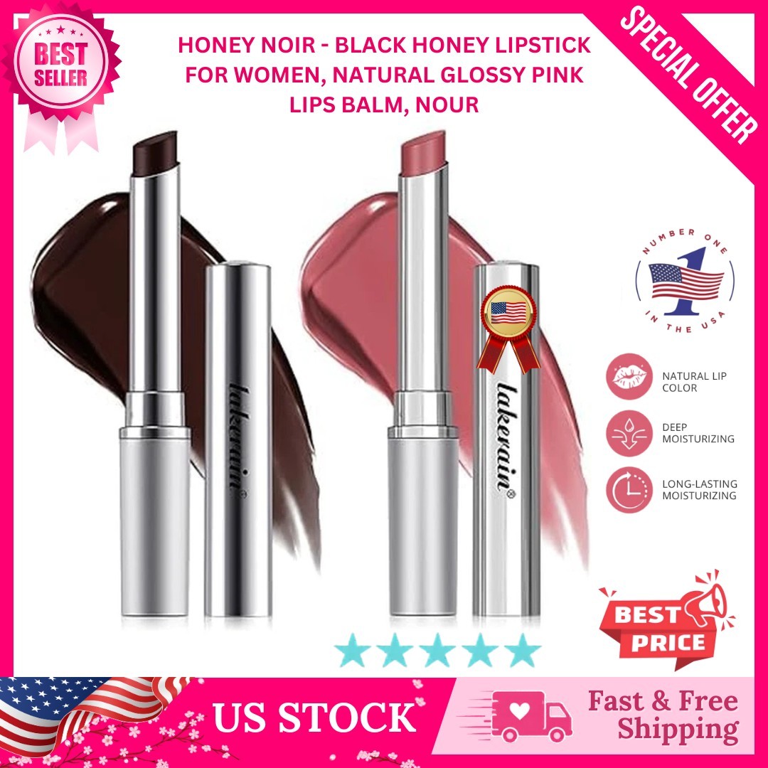 Honey Noir – Black Honey Lipstick for Women, Natural Glossy Pink Lips Balm, Nour