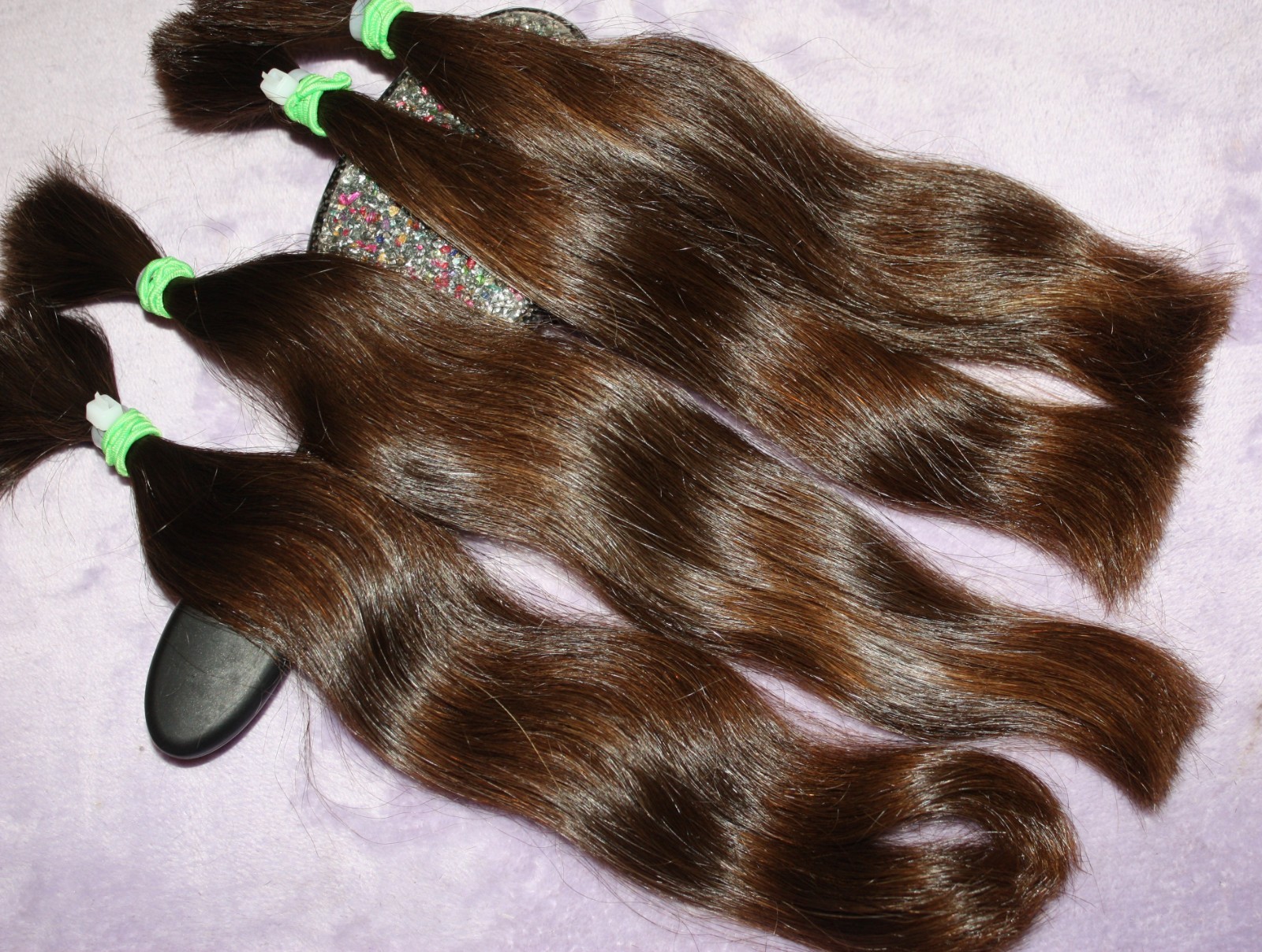 HAIR REBORN WIG 13 IN 3.9oz FINE & SILKY DARK GOLDEN BRUNETTE PONYTAILS F90