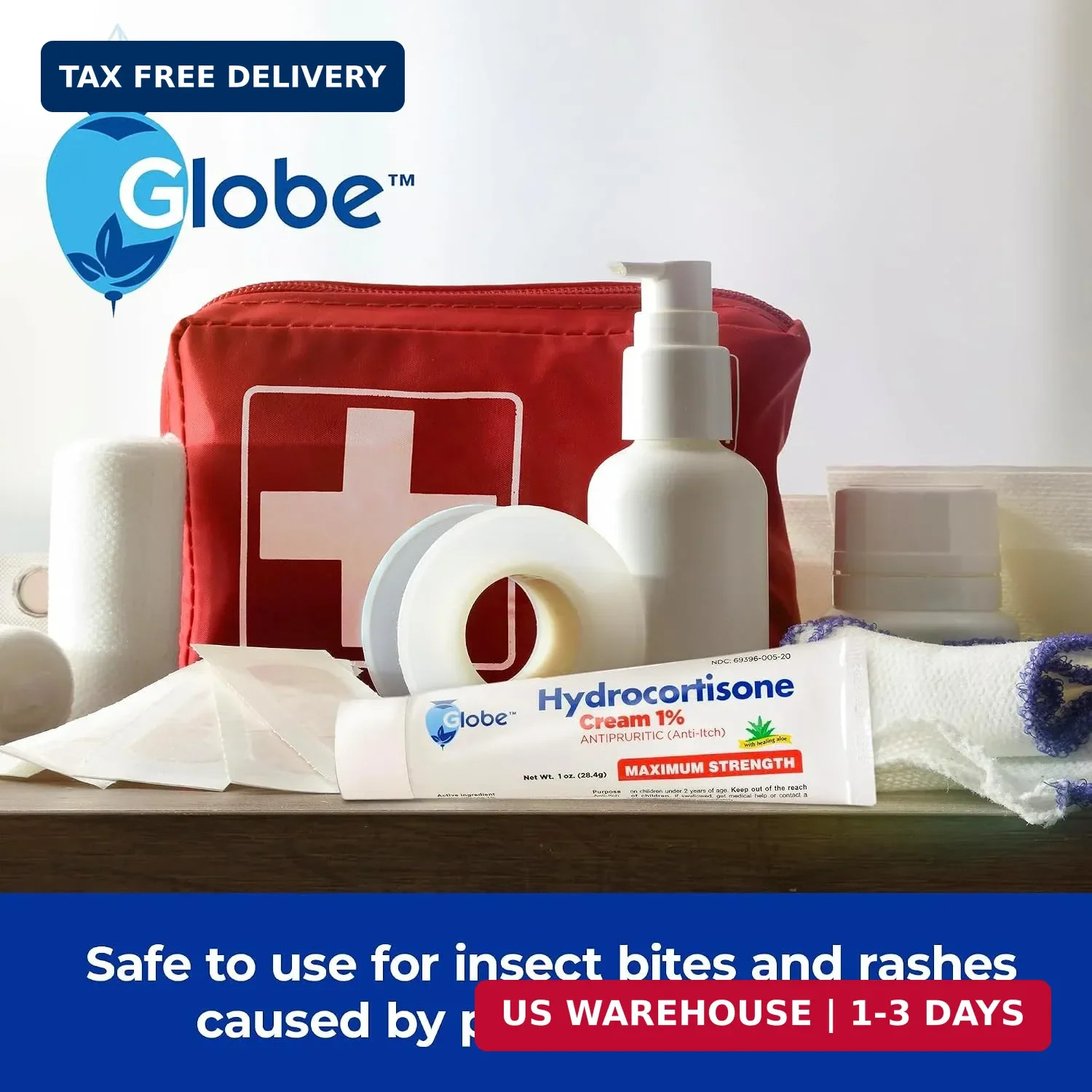 Globe (4 Pack) Hydrocortisone Maximum Strength Anti-Itch Cream 1% w/Aloe, Intens
