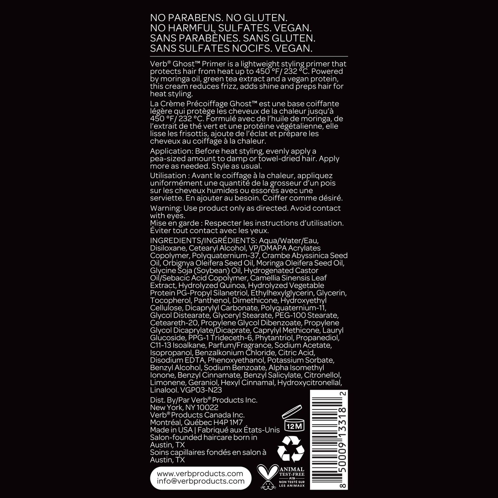 VERB Ghost Primer Heat Protectant, 4 fl oz – 4 Fl Oz (Pack of 1), White