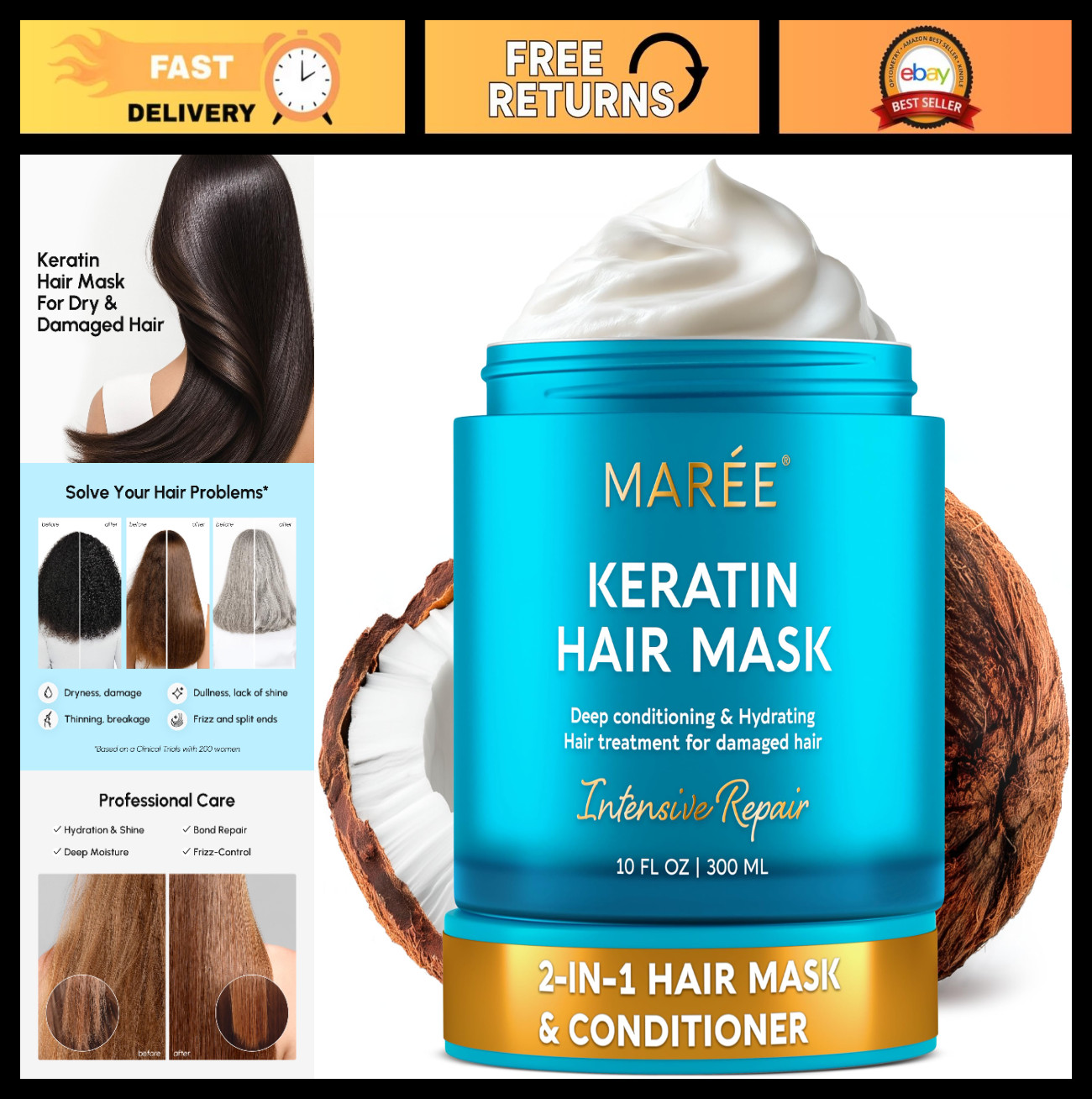 Deep Conditioning Hair Mask for Damaged Hair – Keratin Moisturizing Treatment 10