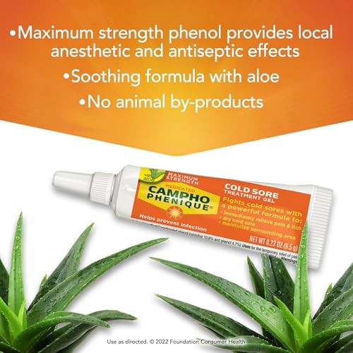 Campho Phenique Cold Sore and Fever Blister Treatment for Lips, Maximum Strength