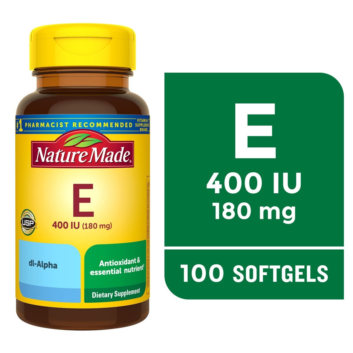 Nature Made Vitamin E 180 mg (400 IU) dl-Alpha for Antioxidant Support, 100ct