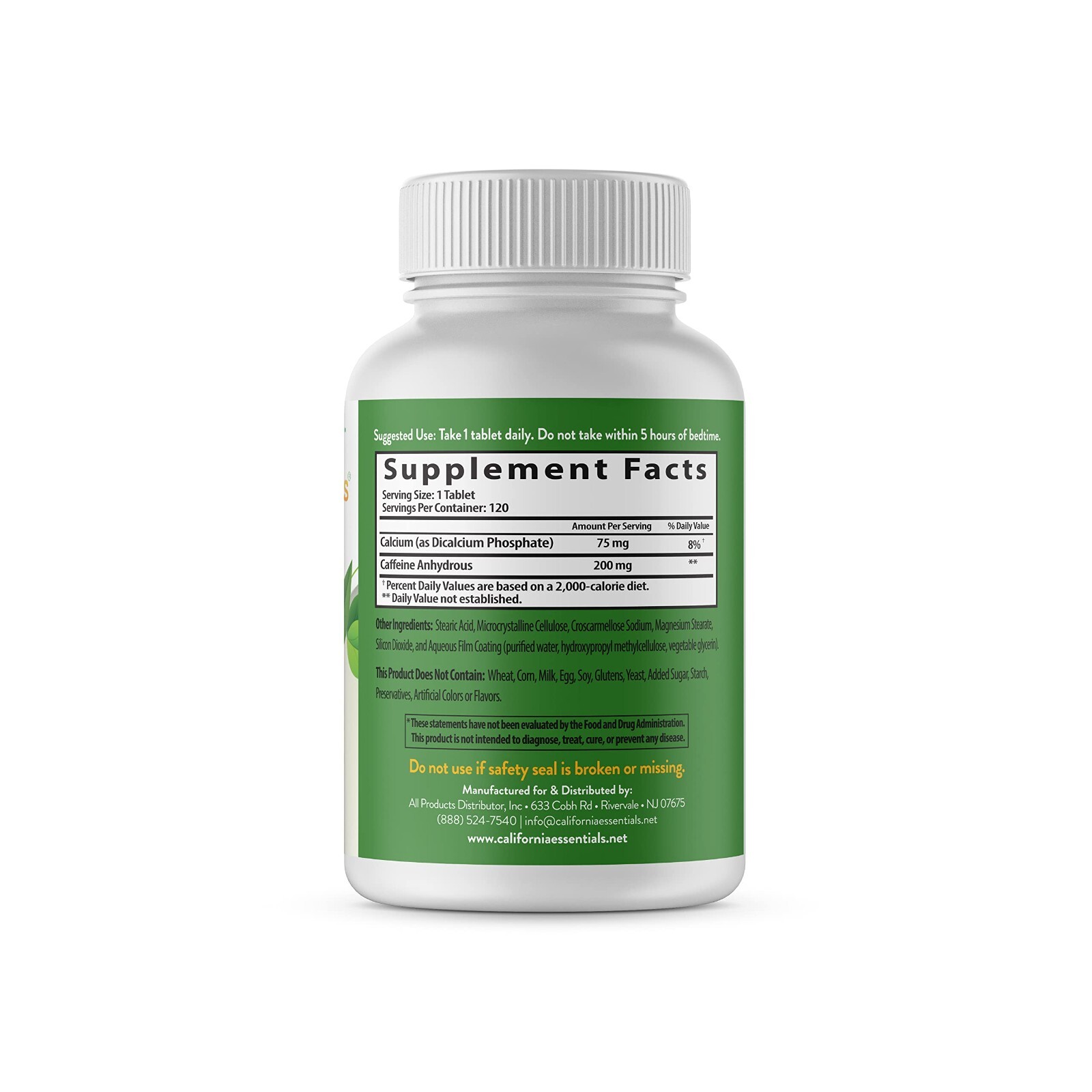 Caffeine Pills Energy Focus Endurance Booster, 200mg Tablets Maximum Potency