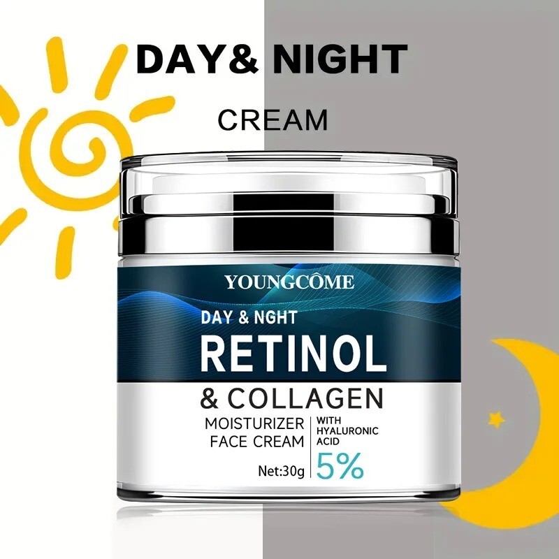 Retinol Collagen Cream with Hyaluronic Acid, Vitamin C+E, Anti-Aging & Firming