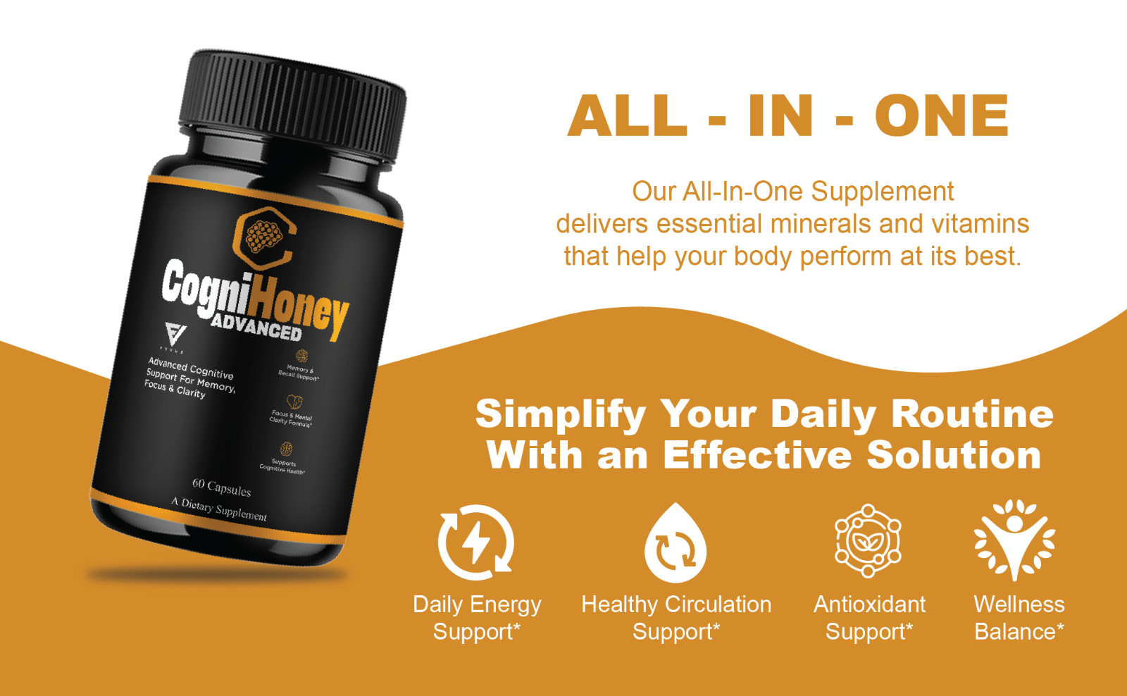 (5 Pack) CogniHoney Advanced Capsules, Cogni Honey Supplement (300 Capsules)