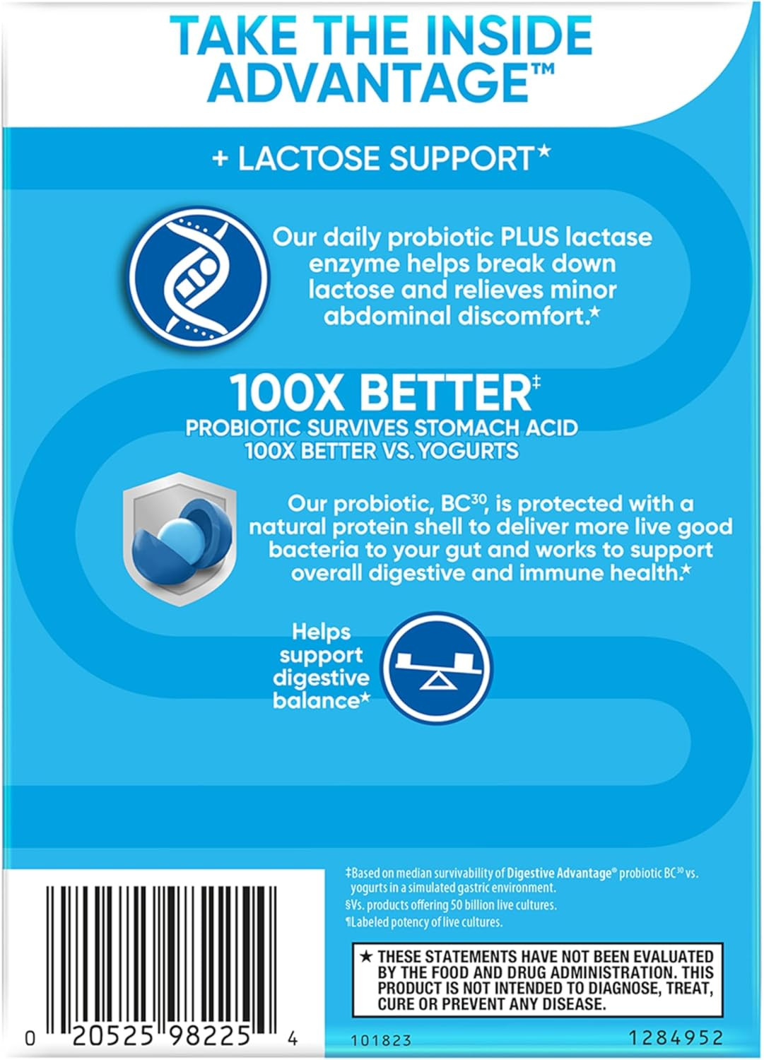 Digestive Advantage Daily Probiotics Lactose Support 96 Count Probiotic Pills
