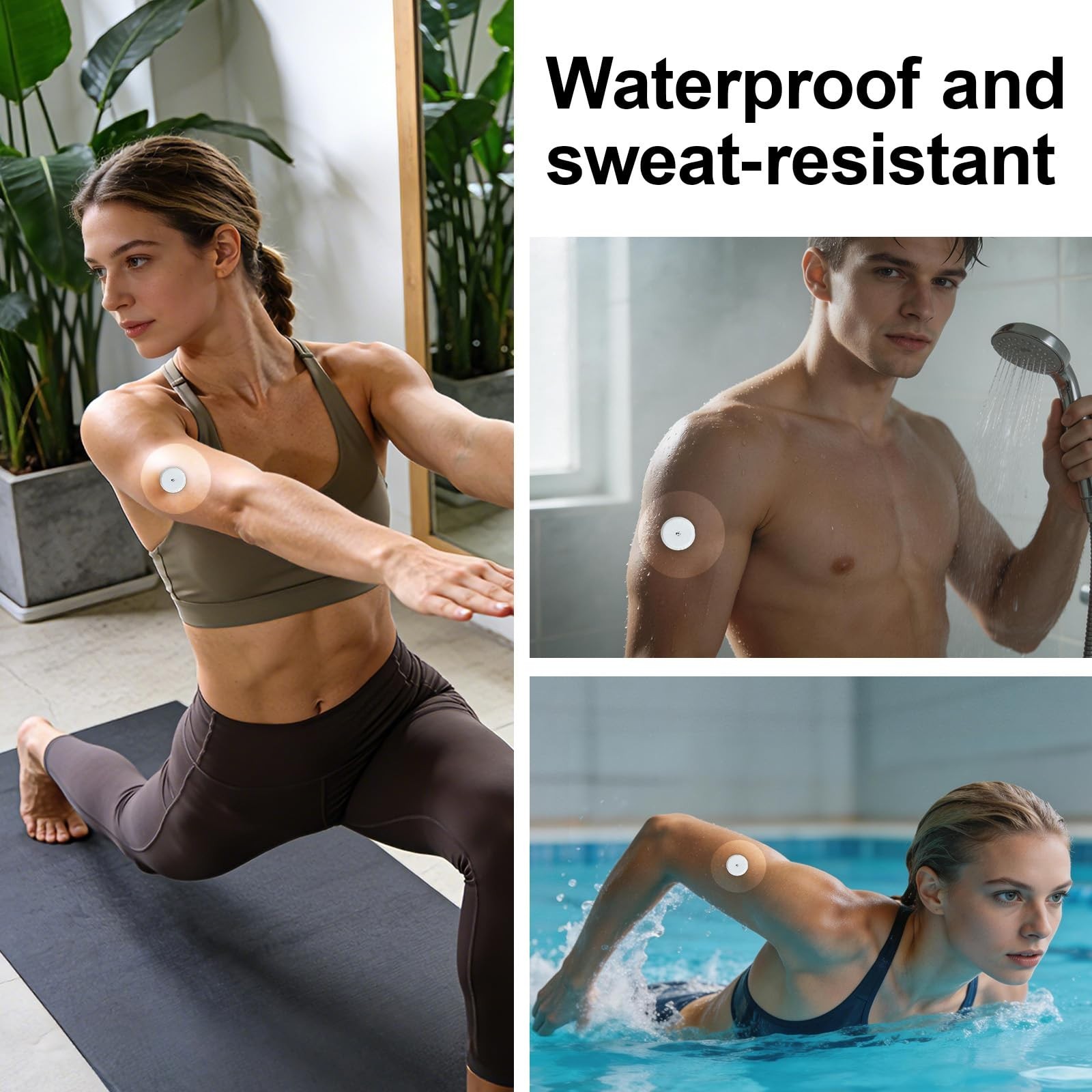 Waterproof Sensor Covers 55 Pack, Transparent Adhesive Patch for CGM, 14 Days Fi
