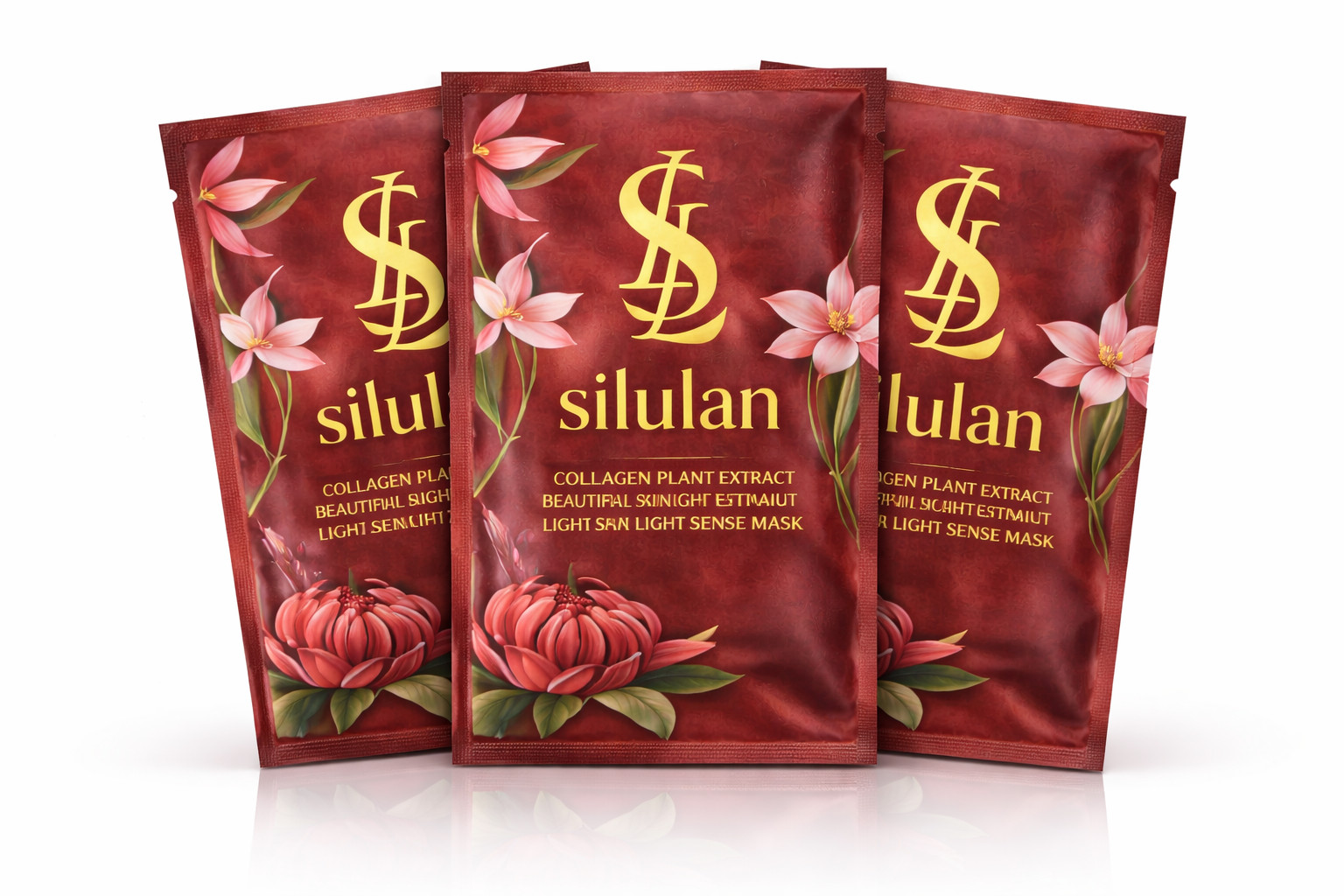 Silulan Collagen Plant Extract Sheet Face Mask 3 Pack Hydrating Facial Masks
