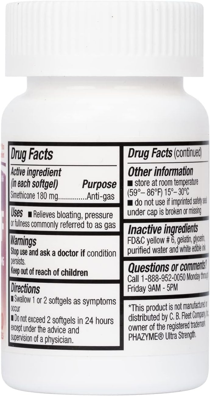 120 Count Simethicone 180mg Softgels – Quick Relief for Gas & Stomach Pressure