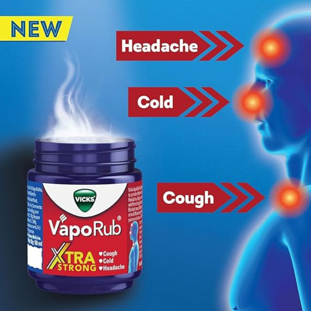 Vicks VapoRub Xtra Strong 50ml – Cough, Cold, Headache Relief menthol blend