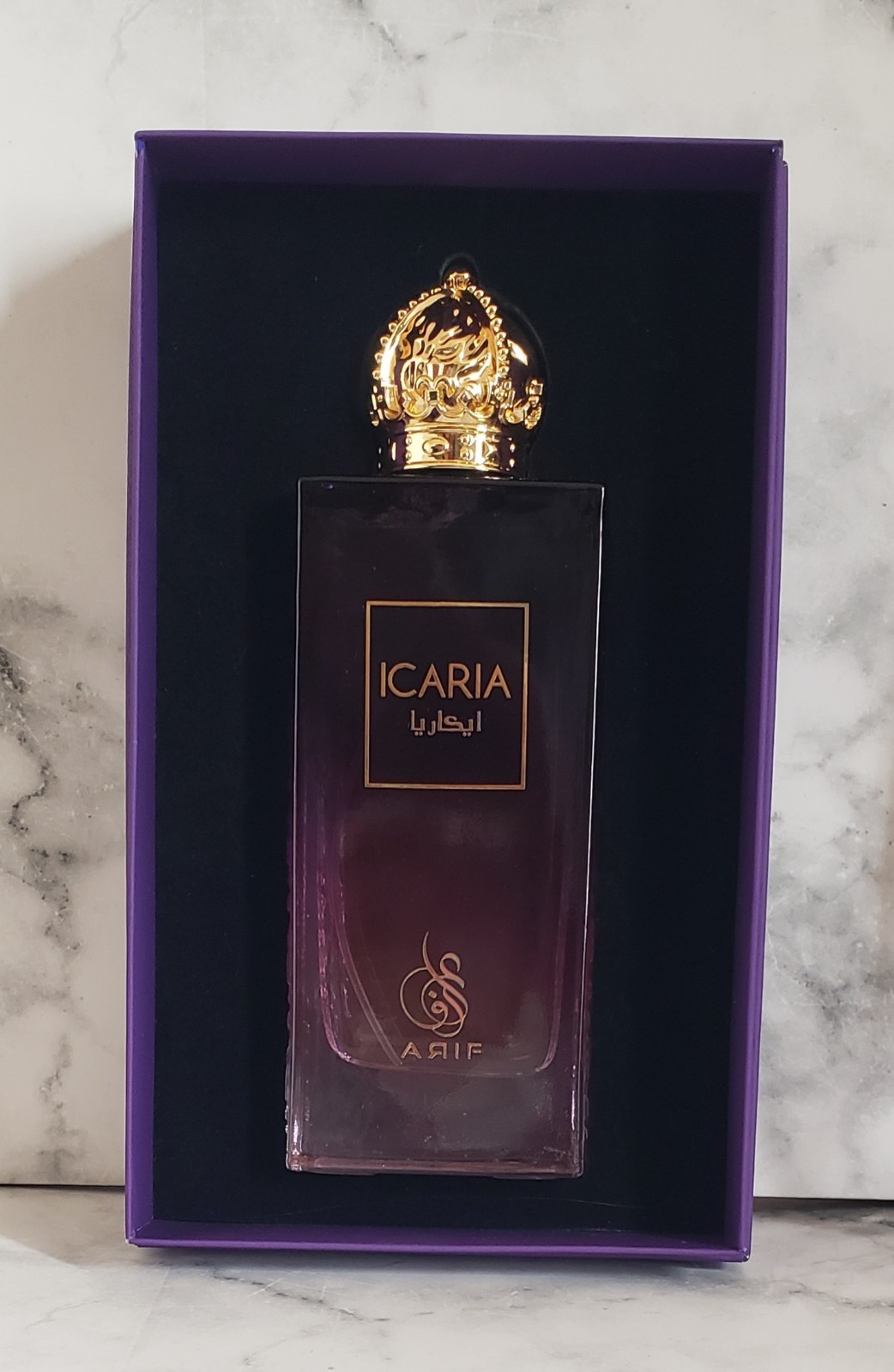 Icaria United Arab Emirates Arif 3.4 Fl oz 100ml Eau Du Parfum NEW Purple Gold