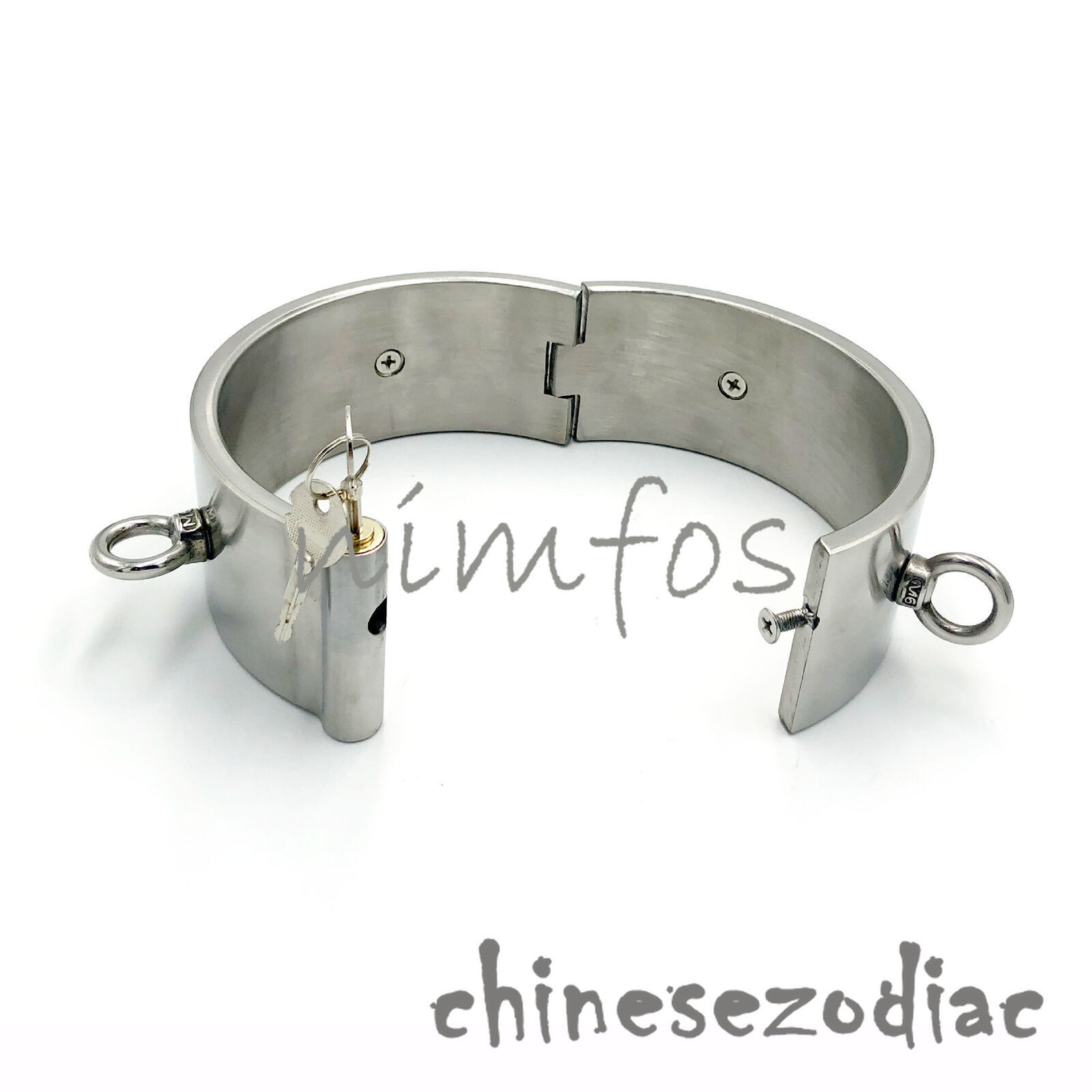 6CM High Heavy Duty 4 Ears Stainless Steel Neck Collar Restraint with Press Lock