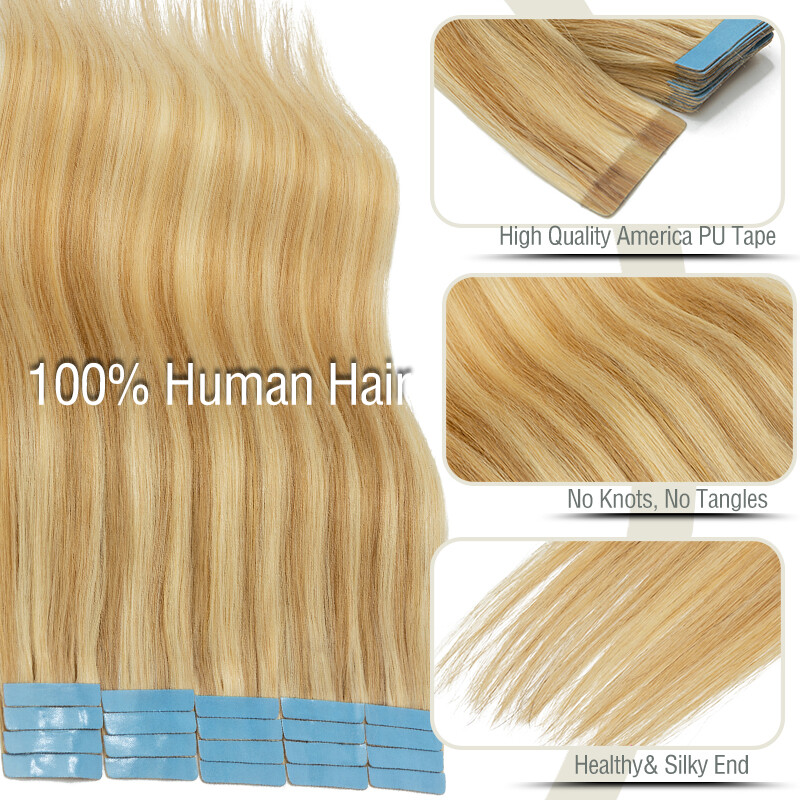CLEARANCE Tape In Real Remy Human Hair Extension Highlight Skin Weft Thick 40PCS