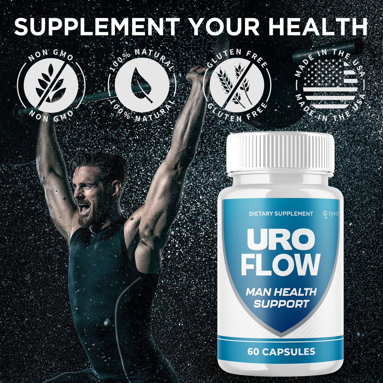 (1 Pack) Uro Flow for Men Prostate Health & Urinary Support Supplement 60 Caps